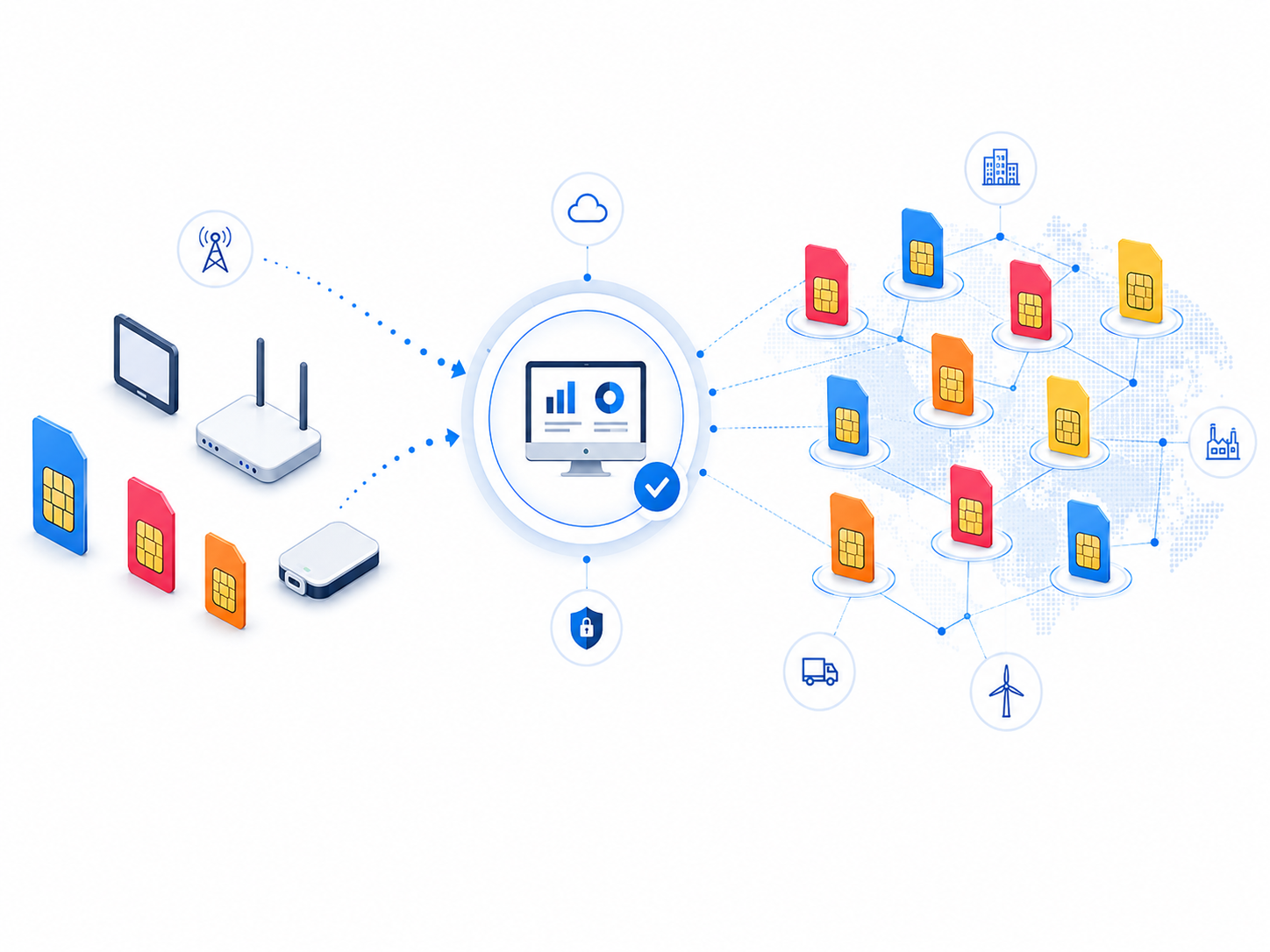 Scalable SIM card management from small deployments to large mobile SIM estates